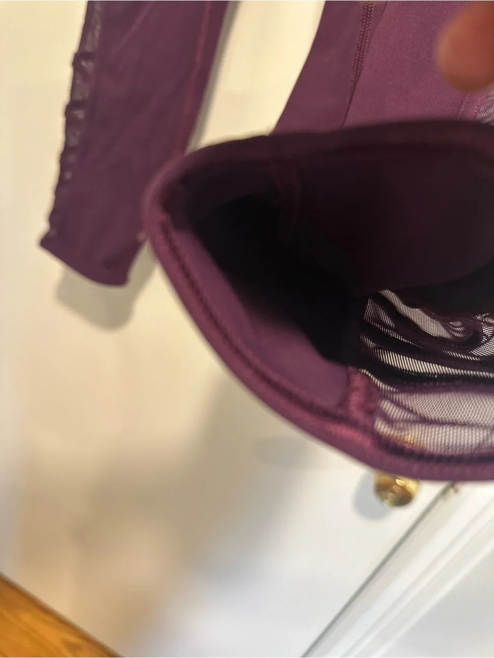 Lululemon Wild and Free purple leggings mesh sides/ pockets strappy detailing.
